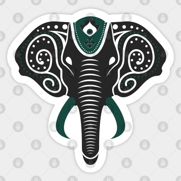 Geometric Mandala Elephant Teal Henna Design Teal Sticker by Always Growing Boutique